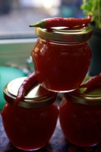 Pots of chilli jam