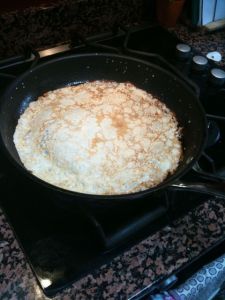 traditional pancake in pan
